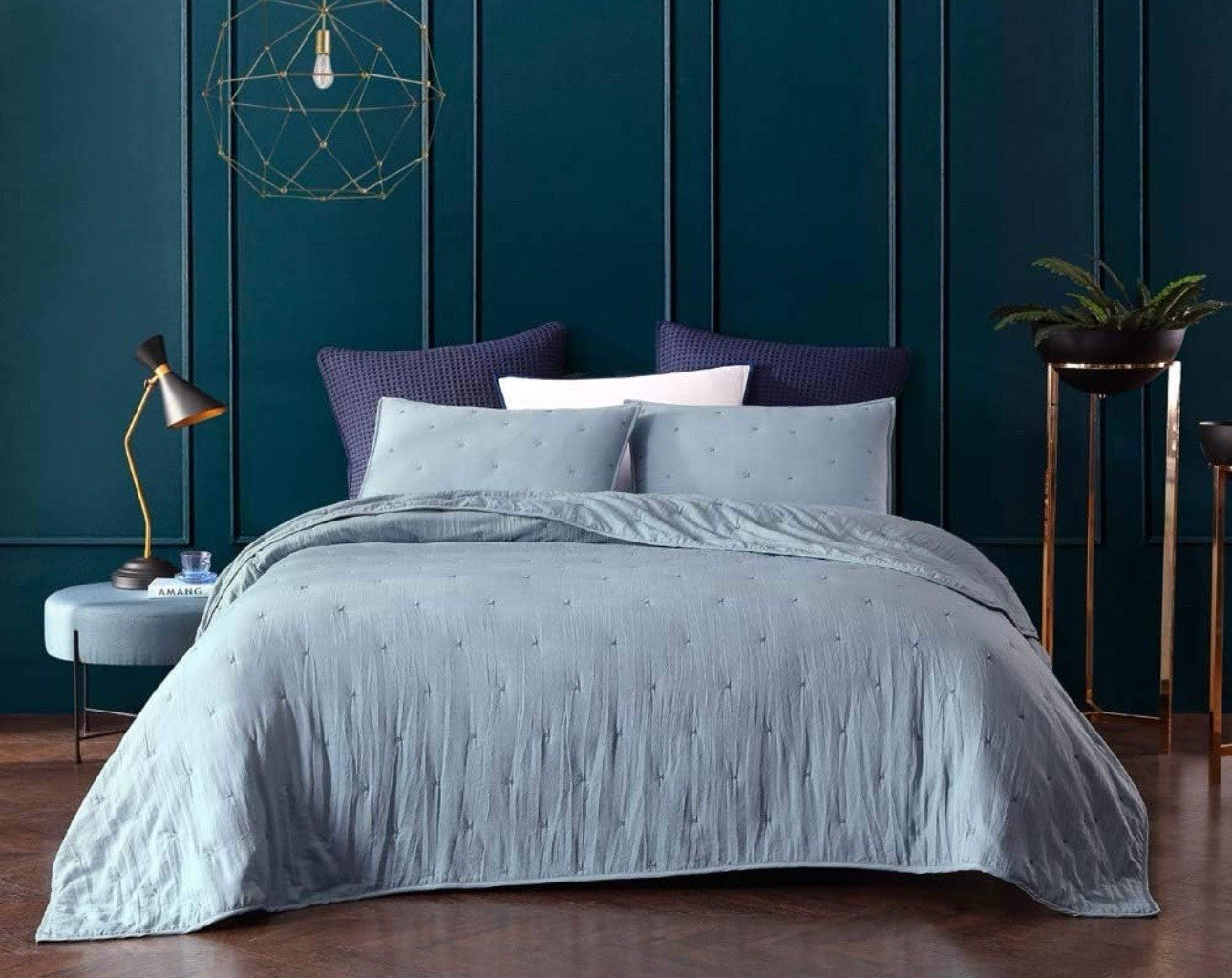 Sky Core Coverlet Set Full/Queen 3-Piece 100% Cotton Machine Washable