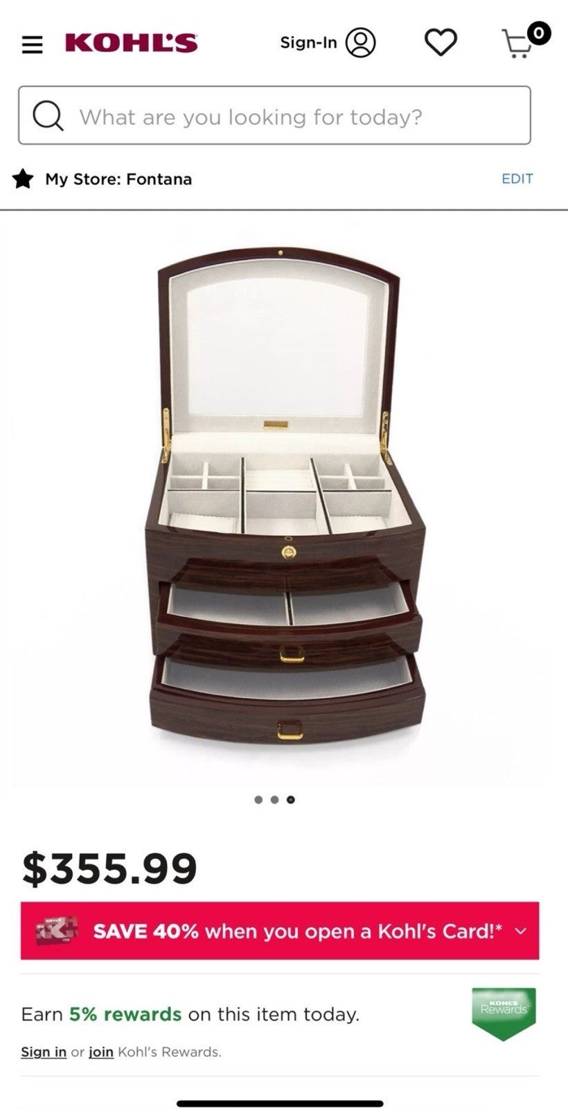 Bey-Berk Brown Zebra Wood Jewelry Box with Mirror