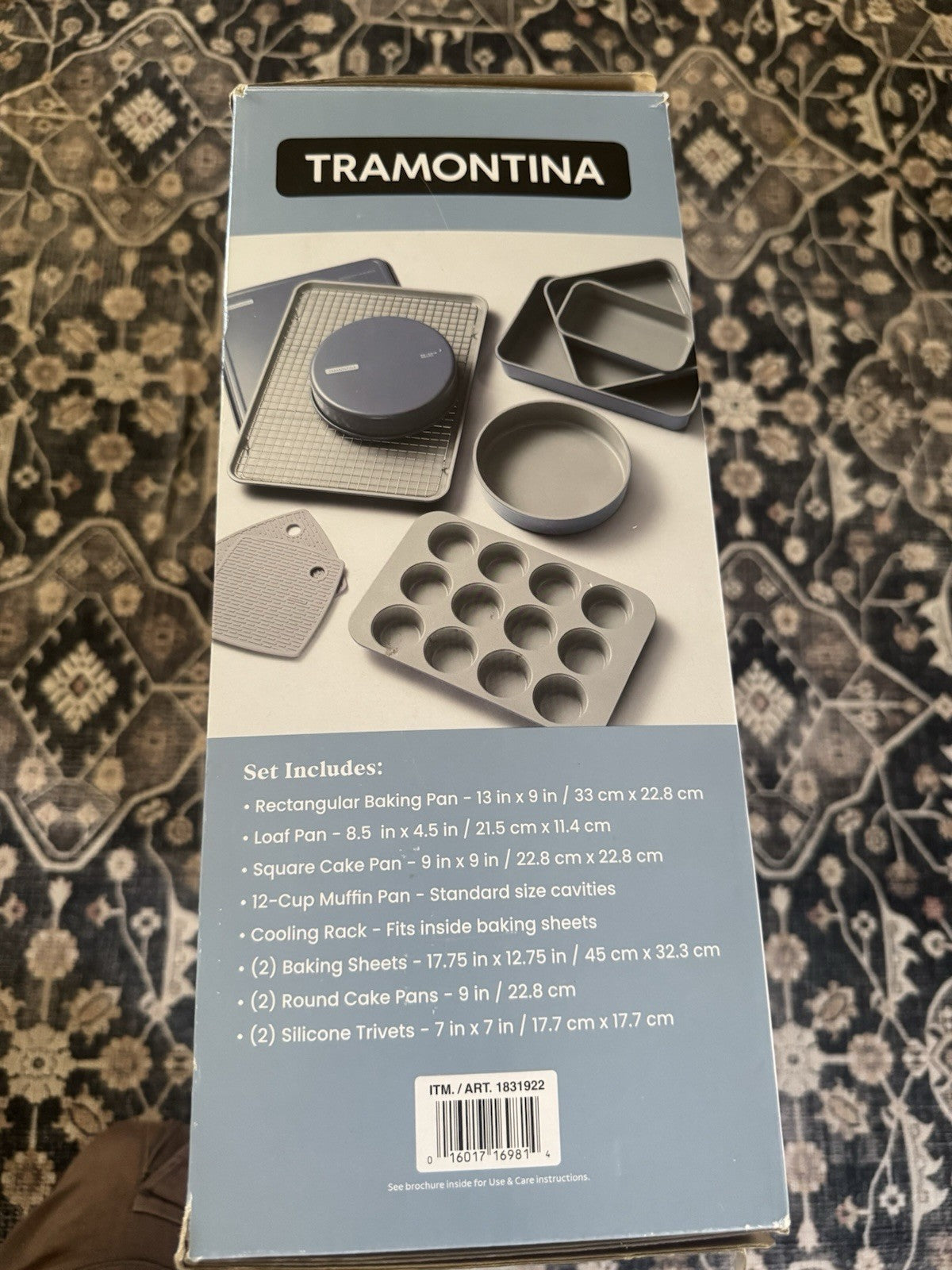 Tramontina Ceramic Bakeware Set 9-Piece Blue Plus 2 Silicone Trivets New