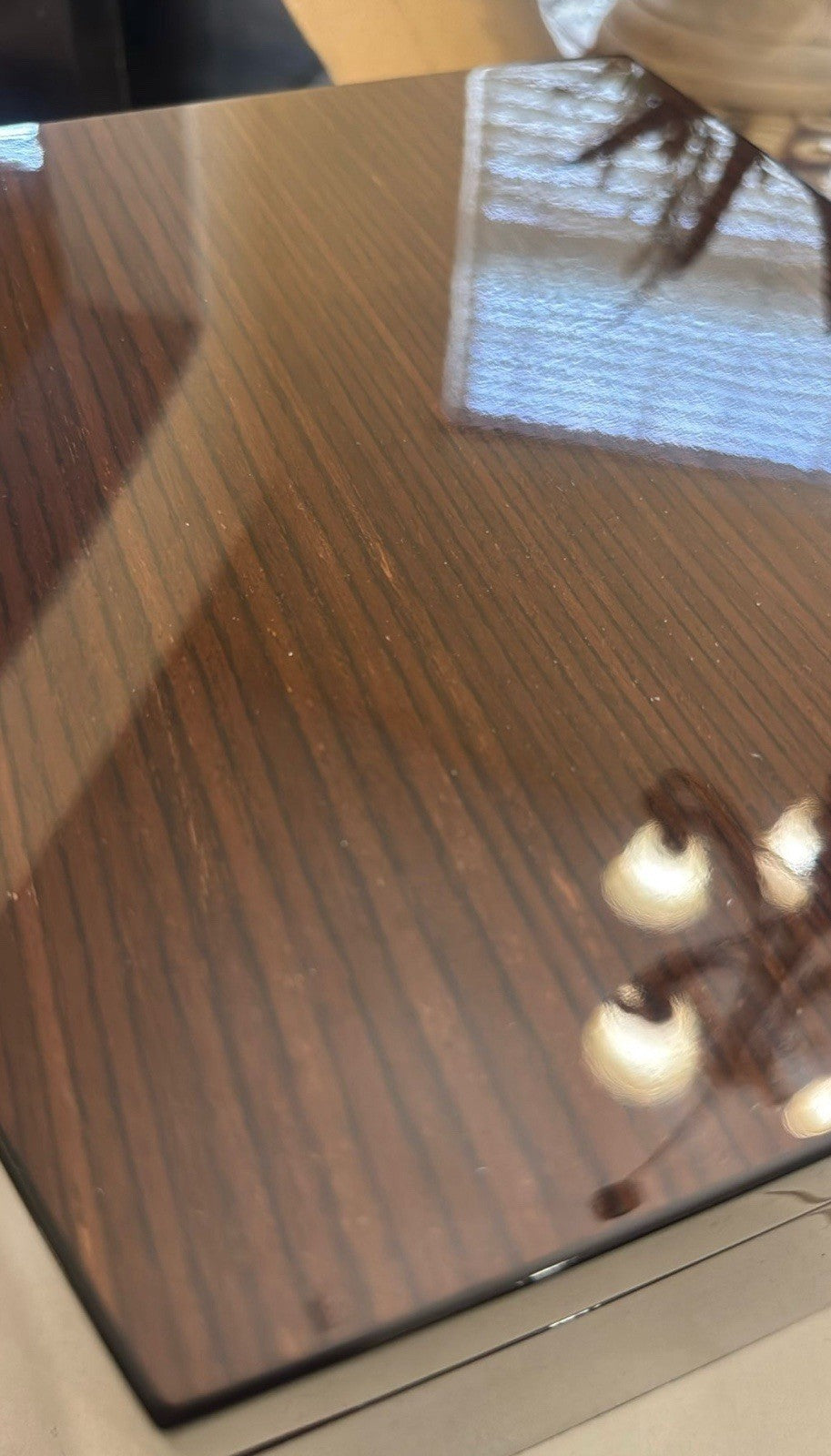 Bey-Berk Brown Zebra Wood Jewelry Box with Mirror
