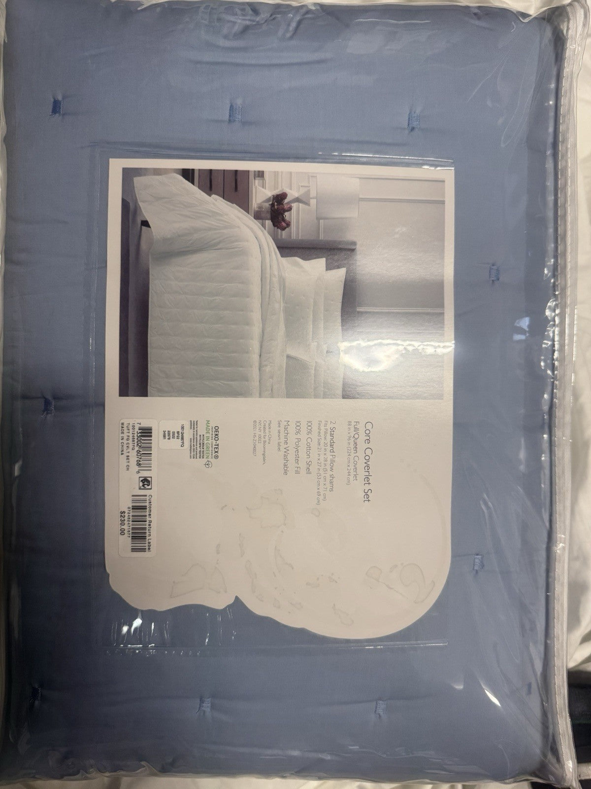 Sky Core Coverlet Set Full/Queen 3-Piece 100% Cotton Machine Washable