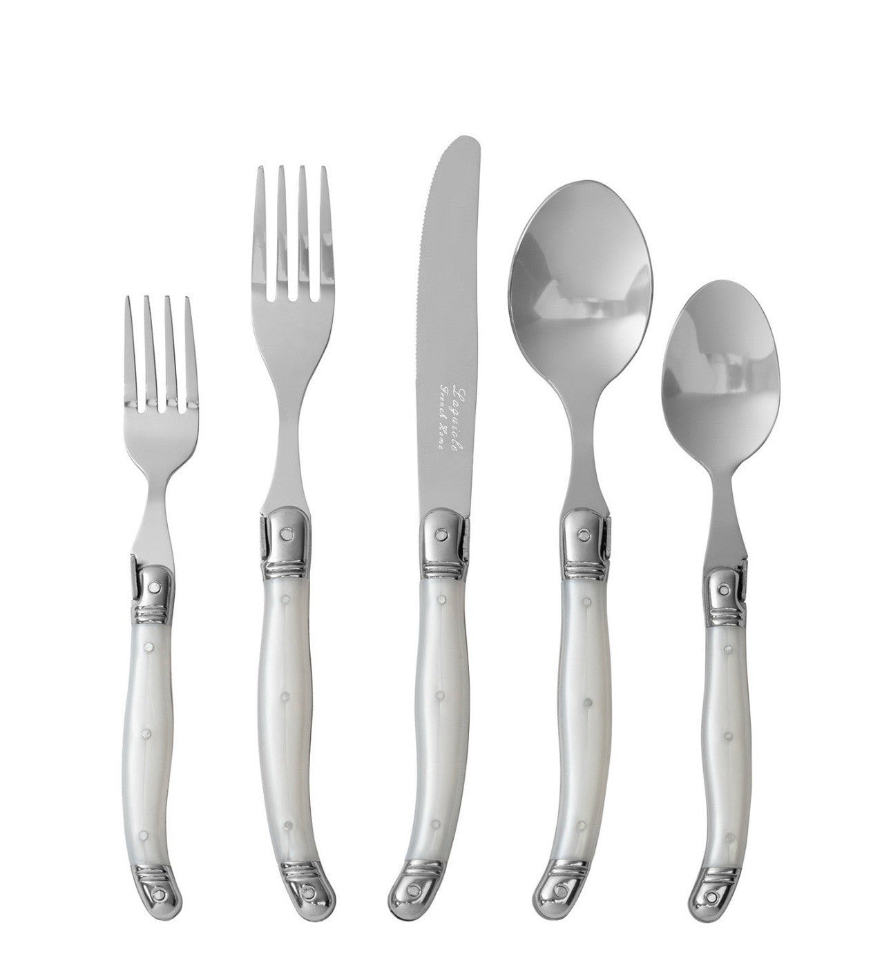 Laguiole French Home 20 Piece Flatware Set, Ivory, 18/10 Stainless Steel