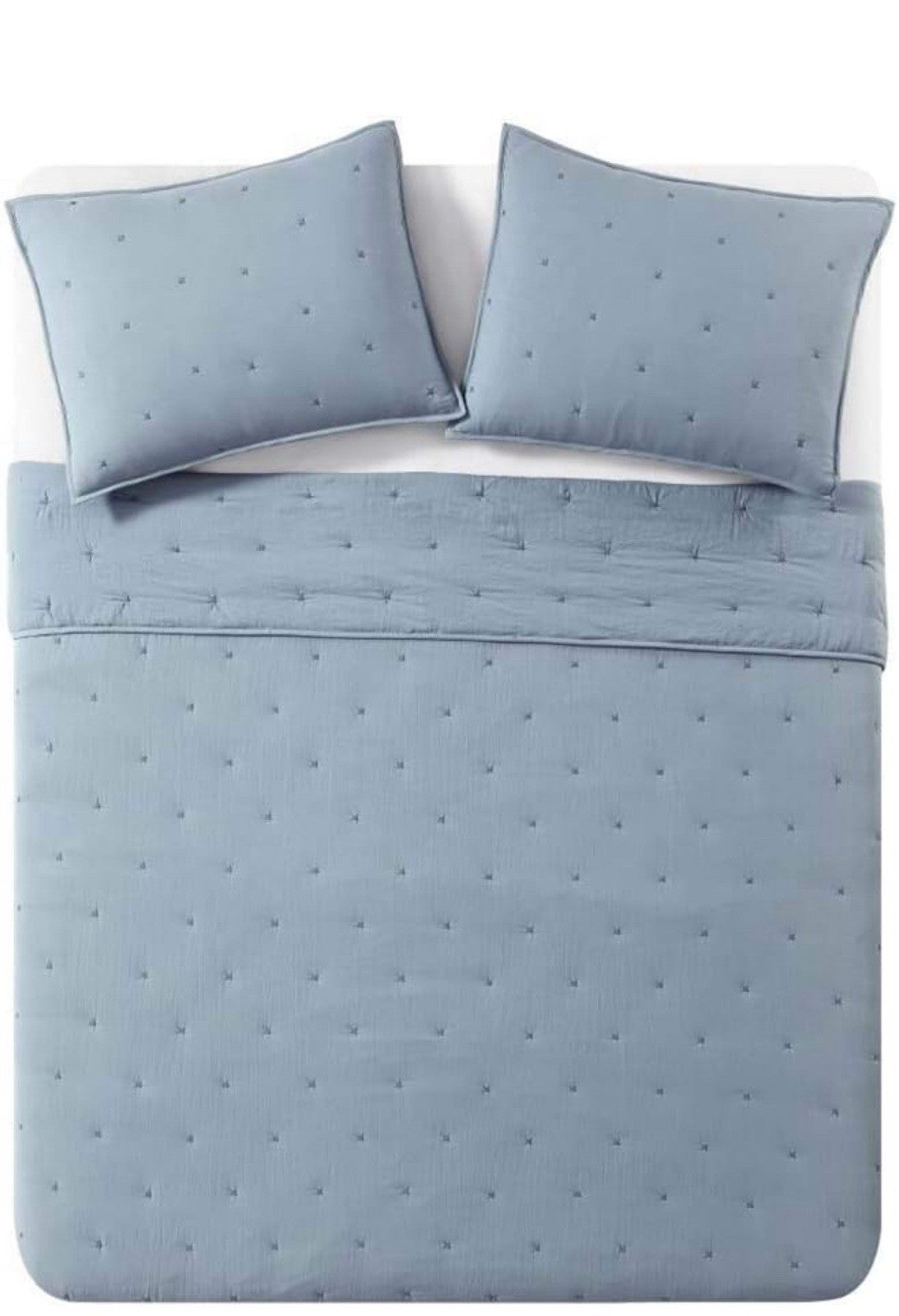 Sky Core Coverlet Set Full/Queen 3-Piece 100% Cotton Machine Washable