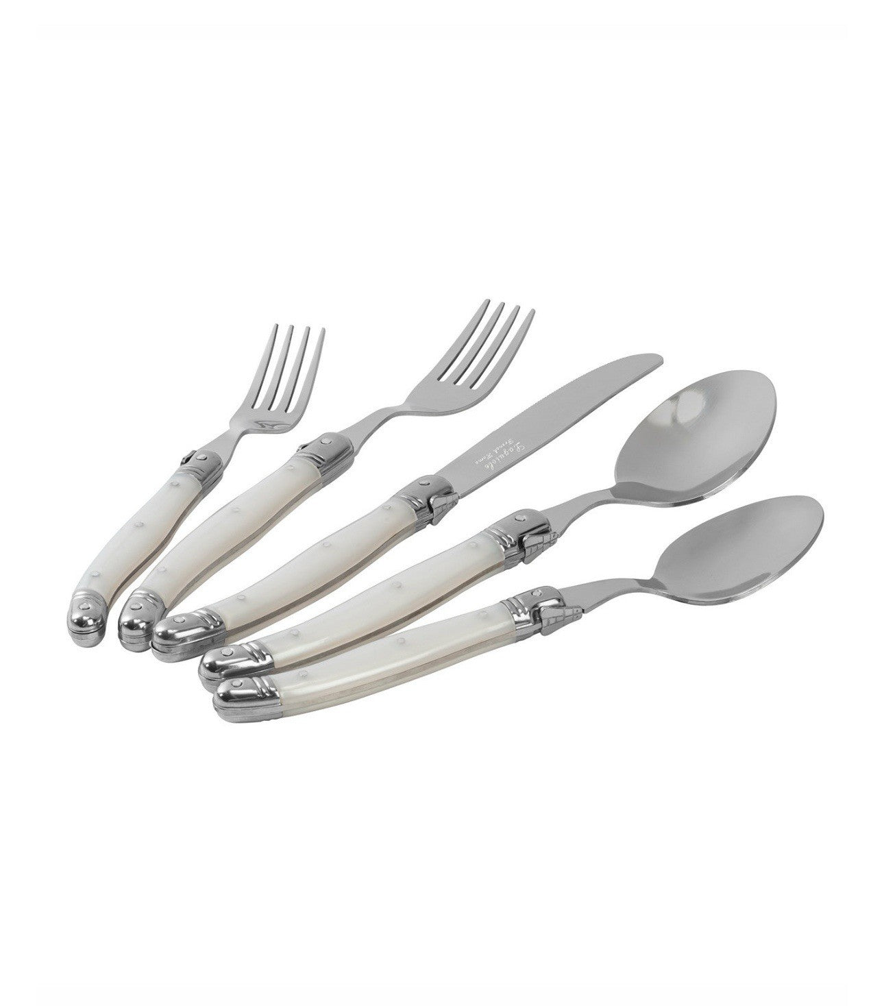 Laguiole French Home 20 Piece Flatware Set, Ivory, 18/10 Stainless Steel