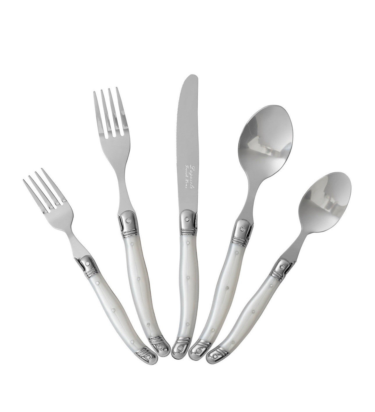 Laguiole French Home 20 Piece Flatware Set, Ivory, 18/10 Stainless Steel