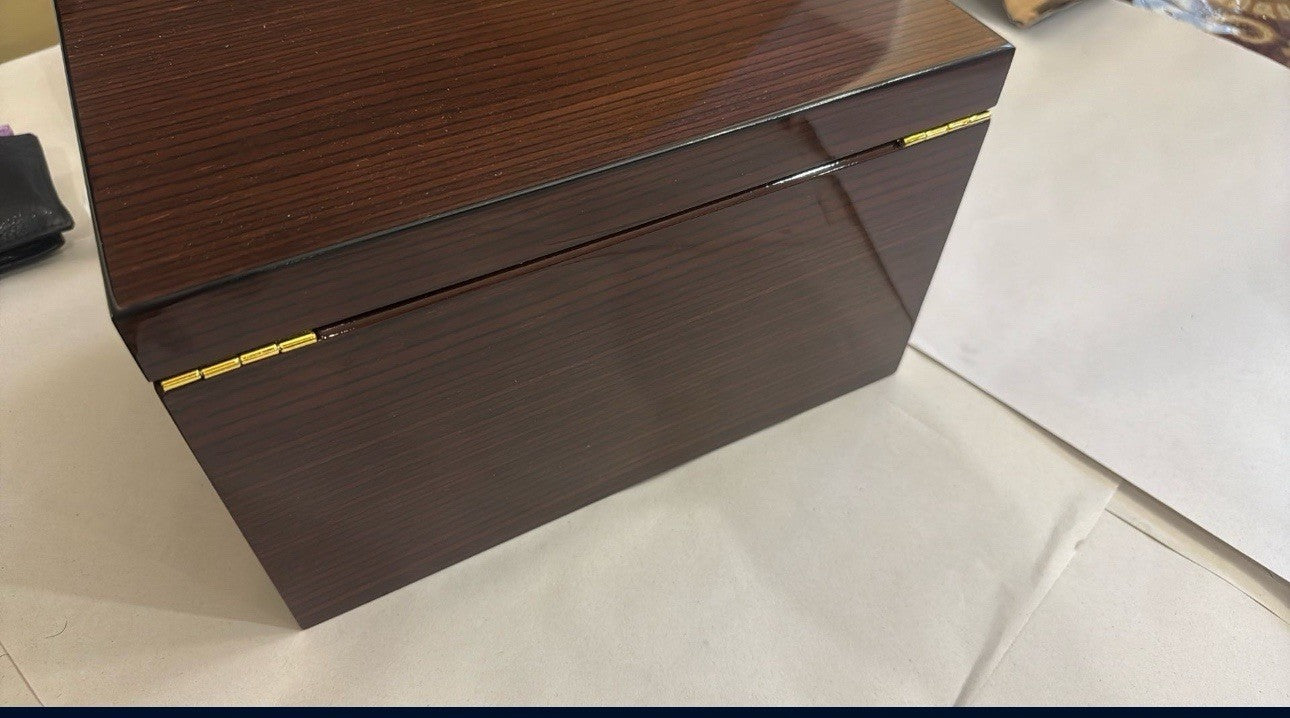 Bey-Berk Brown Zebra Wood Jewelry Box with Mirror
