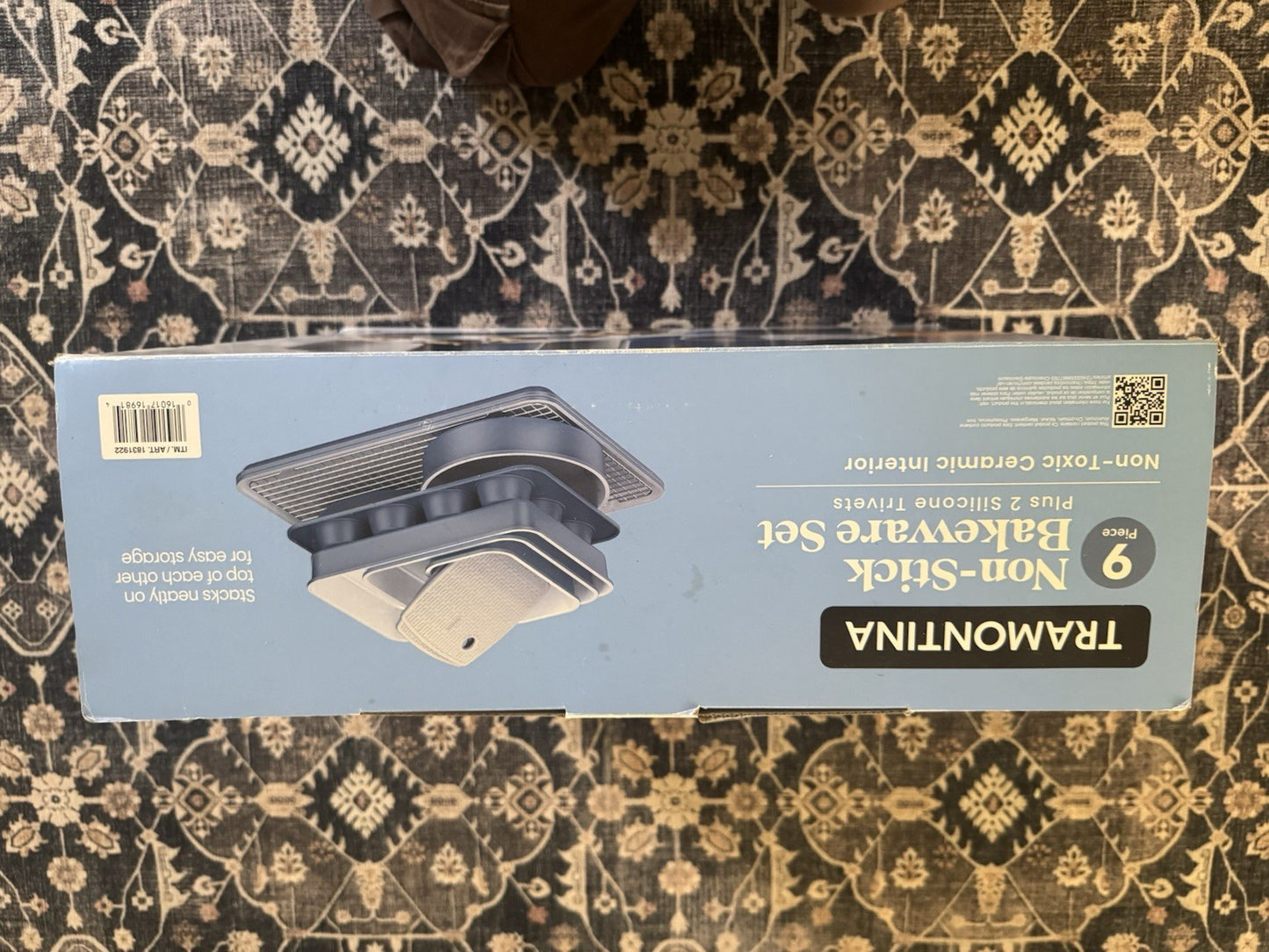 Tramontina Ceramic Bakeware Set 9-Piece Blue Plus 2 Silicone Trivets New