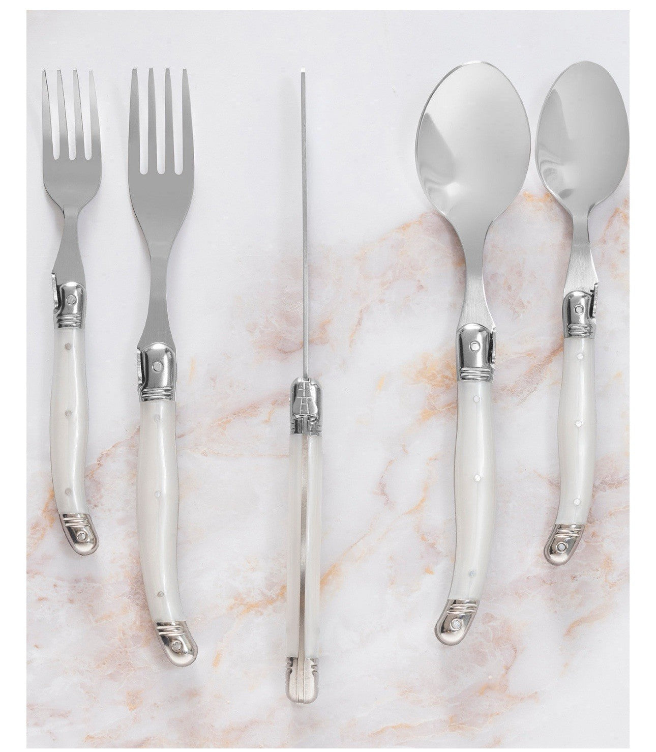 Laguiole French Home 20 Piece Flatware Set, Ivory, 18/10 Stainless Steel