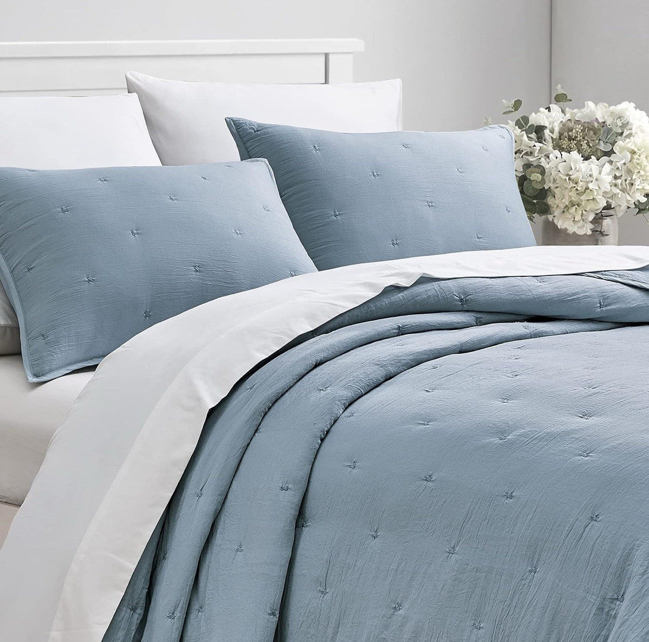 Sky Core Coverlet Set Full/Queen 3-Piece 100% Cotton Machine Washable