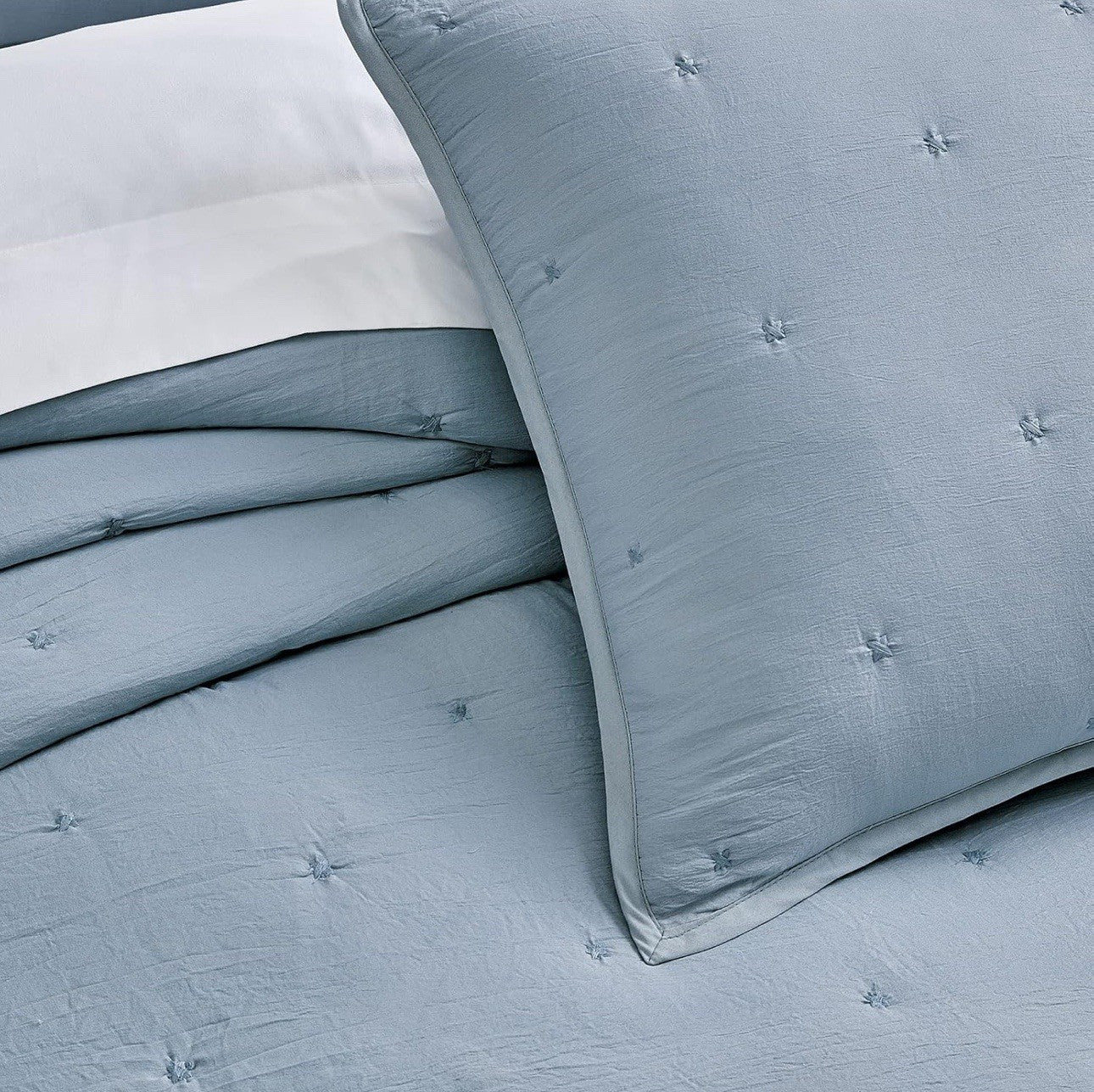 Sky Core Coverlet Set Full/Queen 3-Piece 100% Cotton Machine Washable