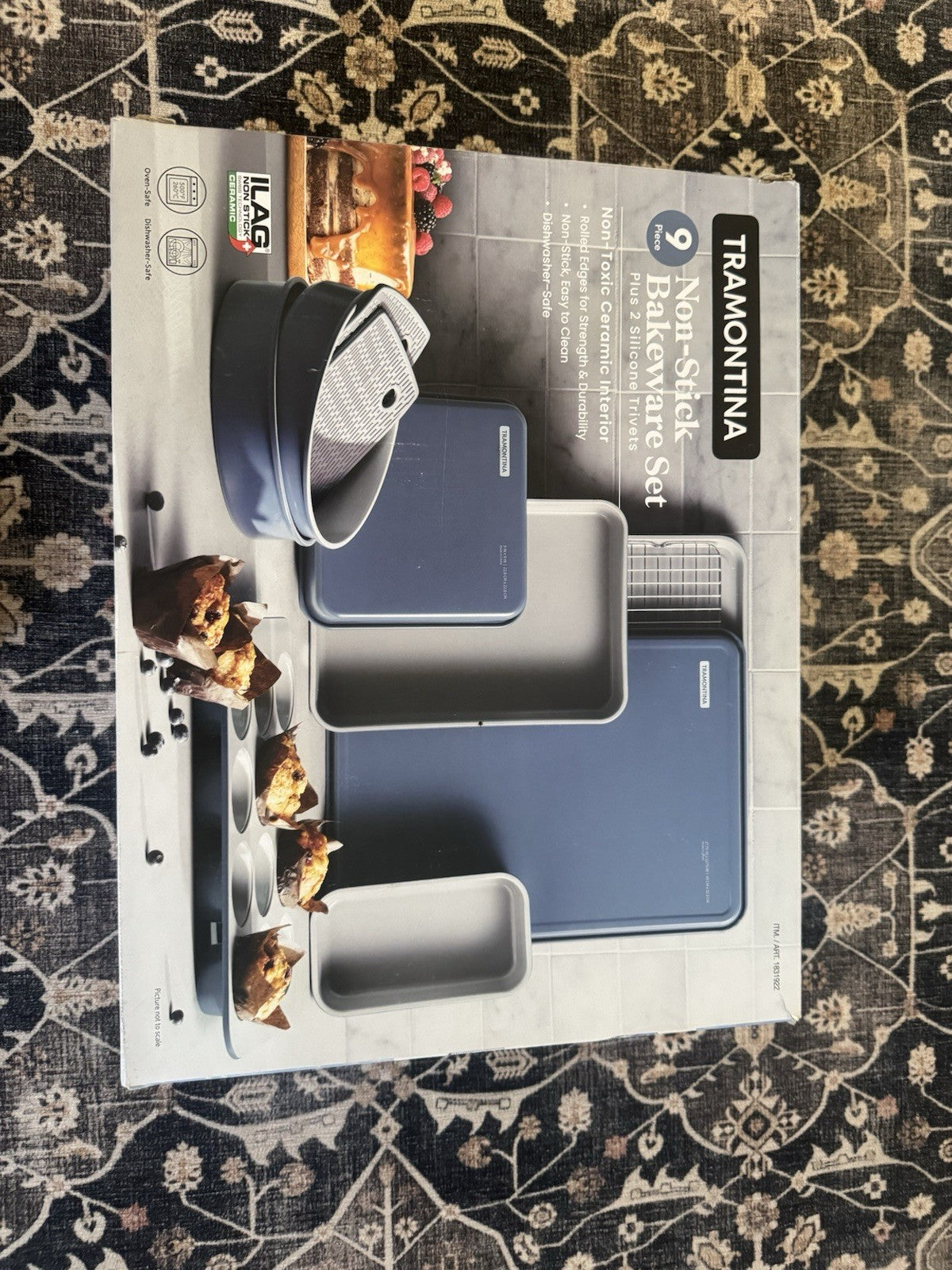 Tramontina Ceramic Bakeware Set 9-Piece Blue Plus 2 Silicone Trivets New