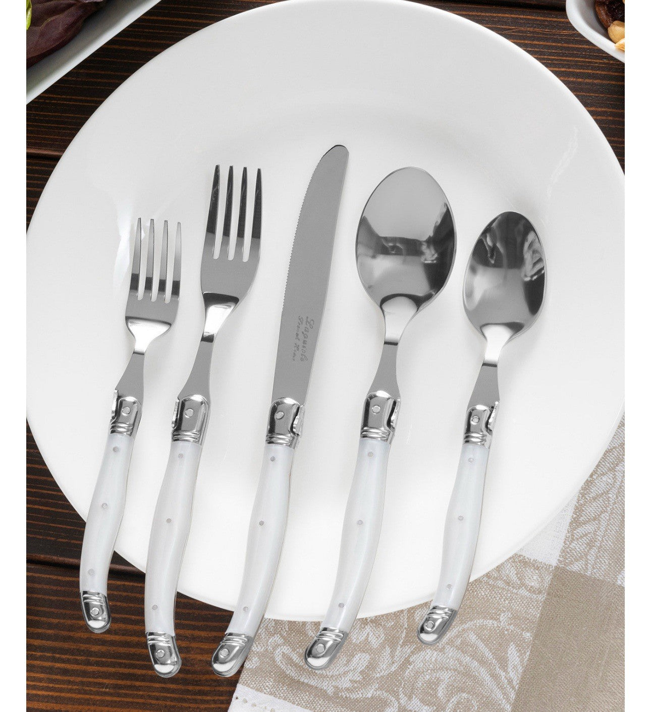 Laguiole French Home 20 Piece Flatware Set, Ivory, 18/10 Stainless Steel