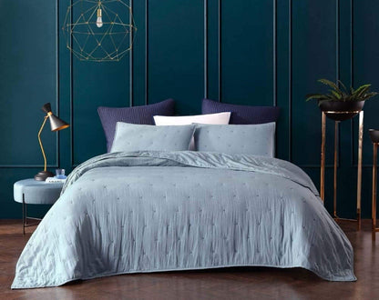 Sky Core Coverlet Set Full/Queen 3-Piece 100% Cotton Machine Washable