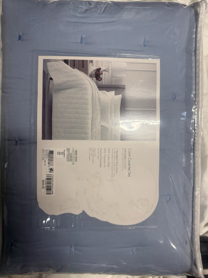 Sky Core Coverlet Set Full/Queen 3-Piece 100% Cotton Machine Washable
