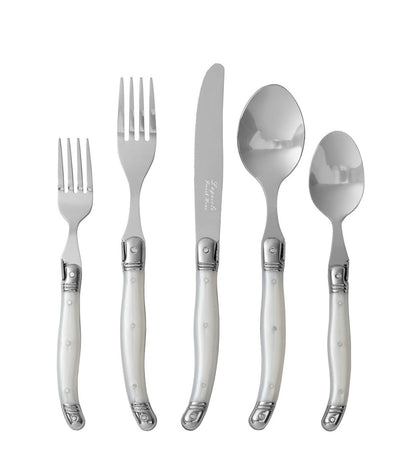 Laguiole French Home 20 Piece Flatware Set, Ivory, 18/10 Stainless Steel