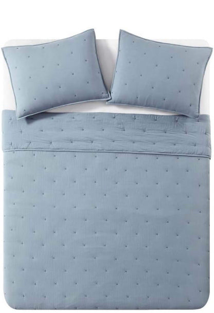 Sky Core Coverlet Set Full/Queen 3-Piece 100% Cotton Machine Washable