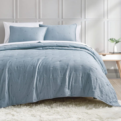Sky Core Coverlet Set Full/Queen 3-Piece 100% Cotton Machine Washable